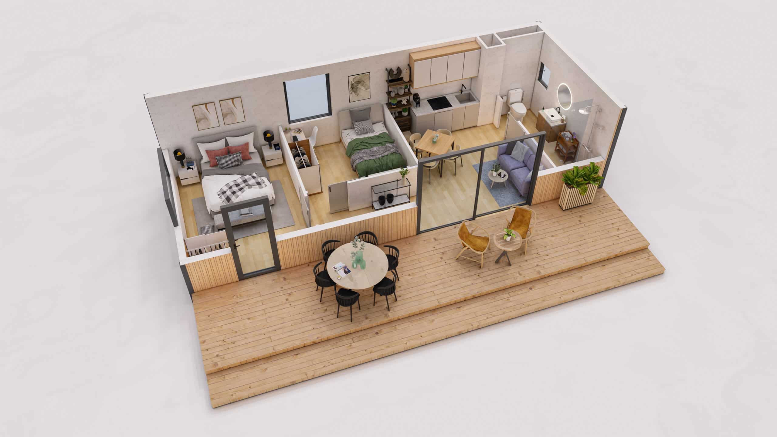 Plan d'un studio de jardin 40m2