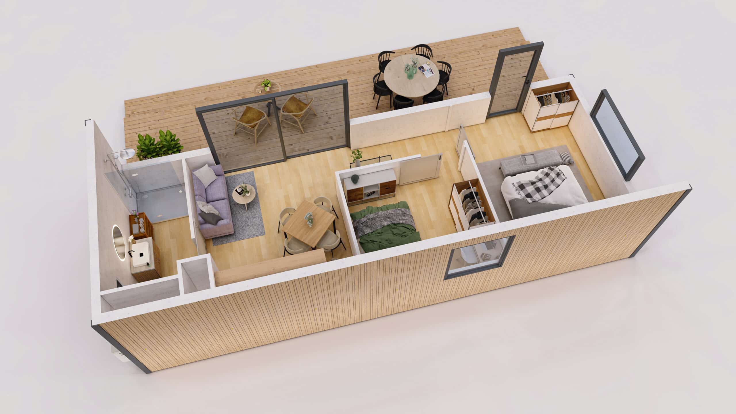 Plan d'un studio de jardin 40m2